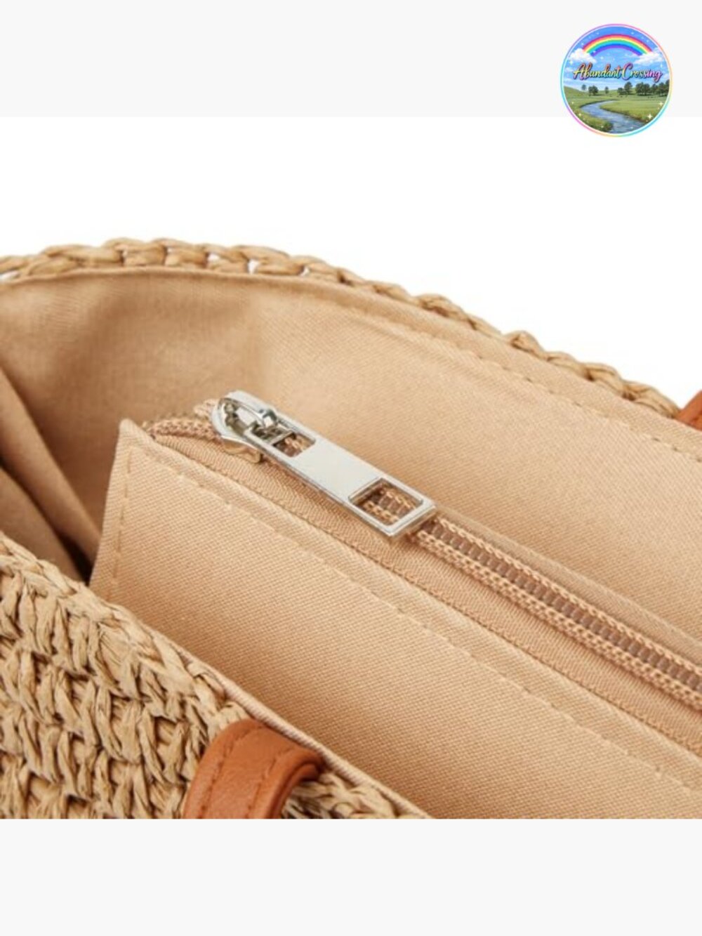 Hand-woven Straw Shoulder Bag Large Woven Beach Tote Purse Top Handle with - Picture 5 of 7